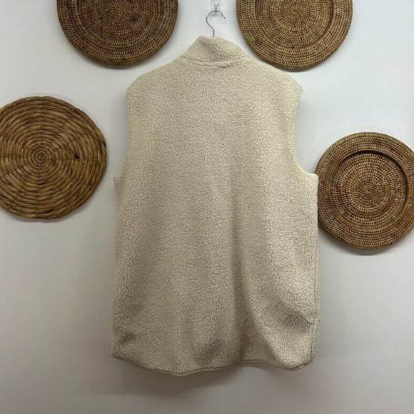 Columbia Neutral Off White Cozy Zip Up Sherpa Fleece Vest Jacket Plus Size XXL - Picture 2 of 4